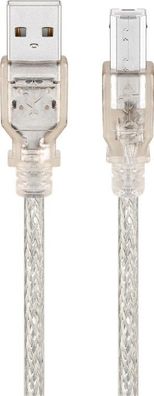 goobay USB 2.0 Hi-Speed Kabel A Stecker auf B Stecker transparent 1,8 m