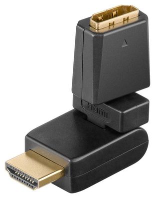 goobay HDMI Adapter HDMI+ A Buchse auf HDMI+ A Stecker abwinkelbar vergoldet