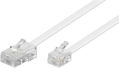 goobay Modularanschlußkabel 4 polig 8P4C Stecker auf 6P4C Stecker weiß 6 m