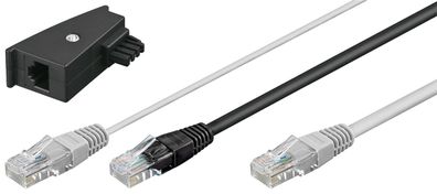 goobay DSL Y Verteiler/Adapter RJ45/TAE Kabelset schwarz/grau 3 m