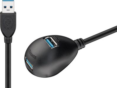 goobay USB 3.0 Hi-Speed Verlängerungskabel mit Standfuss schwarz 1,5 m
