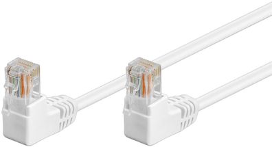 goobay Patchkabel Cat 5e U/UTP 2 x 90° gewinkelt weiß 0,25 m