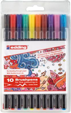 edding 1340 Pinselstift Zendoodle sortiert (10er Set)