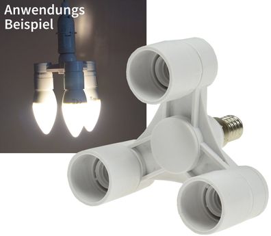 ChiliTec E14-Fassung Triple, 3-fach Adapter auf 3x E14-Schraubfassungen