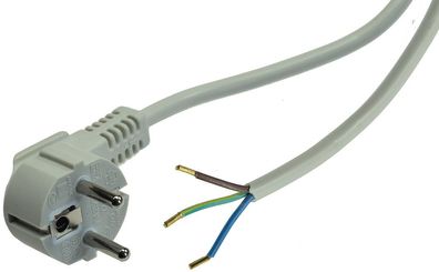 ChiliTec Netzkabel 1,5m, grau, 3x 0,75mm² Schutzkontakt-Stecker > blanke Enden