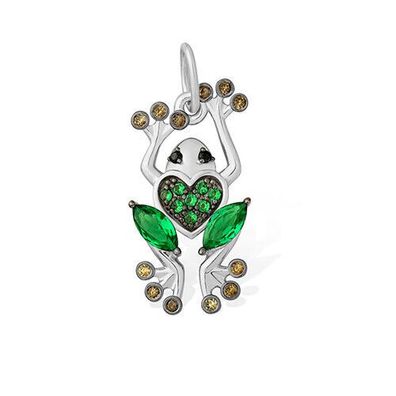 Kettenanhänger Silber 925 Frosch Zirkonia Steine Damenschmuck Anhänger Kette