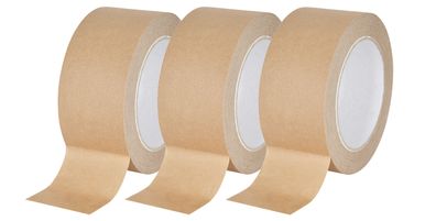 baytronic Papier Packband braun 50 mm x 50 m (3 Stück)