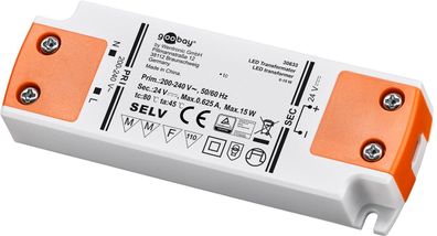goobay LED Trafo 24 V DC/15 W weiß/orange (1er Faltschachtel)