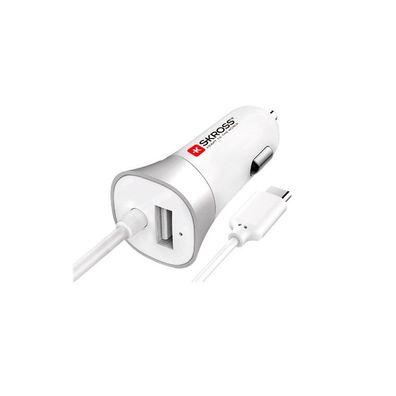 SKROSS USB Car Charger und USB Typ C 2.0 Kabel weiß/silber (1er Blister)