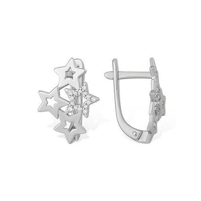 Ohrringe Ohrschmuck Silber Zirkonia Steine Stern Echtschmuck by Secretforyou