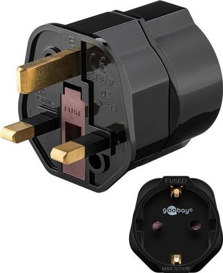goobay Netzadapter UK 3 polig vergoldet schwarz (Bulk)