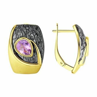 Silberohrringe Ohrringe Creolen 925 Silber vergoldet Amethyst Damenschmuck