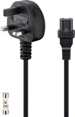 goobay UK Netzanschlusskabel schwarz 1,8 m