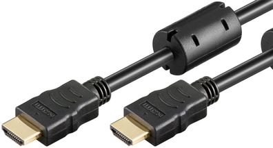 goobay High Speed HDMI Kabel mit Etherne Ferrite vergoldet schwarz 2 m (Bulk)