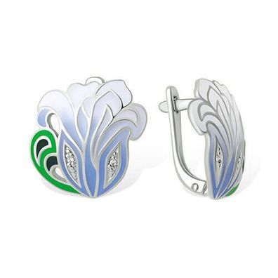 Ohrringe Creole 925 Silber Emaille Zirkonia Stein Markenschmuck Damenschmuck