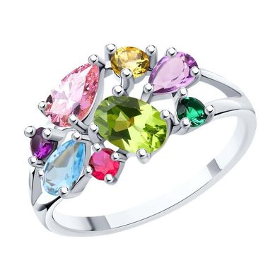 Ring Fingerring Amethyst Topas Zirkonia Peridot Steinmix Echtschmuck