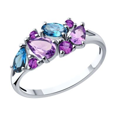 Ring Silber Fingerring Silberring Amethyst Topas Zirkonia Steine Echtschmuck