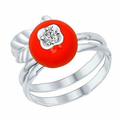 Damenring Fingerring Ring 925 Silber Emaille Zirkonia Stein Echtschmuck
