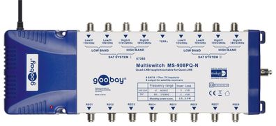 goobay SAT Multischalter 9 Eingänge/8 Ausgänge silber/blau (1er Faltschachtel)