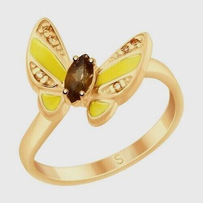Silberring Fingerring Damenring vergoldet mit Rauchtopas Zirkonia Steinen