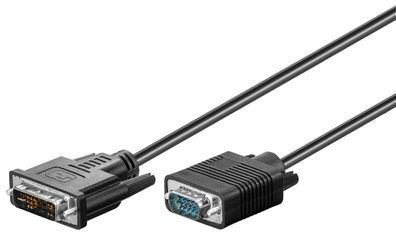 goobay DVI I/VGA Full HD Kabel vernickelt schwarz 2 m