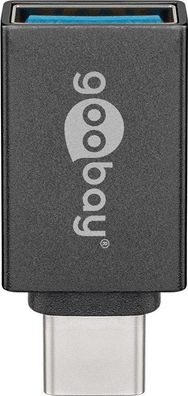 goobay USB C/USB A OTG Super Speed Adapter für den Anschluss von Ladekabeln 3.0 grau