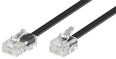 goobay Modularanschlußkabel 4 polig 8P4C Stecker auf 6P4C Stecker schwarz 6 m