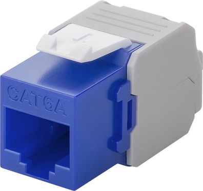 goobay CAT 6A Keystone RJ45 Modul UTP 500 MHz blau/weiß (Bulk)