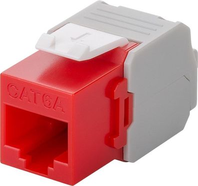 goobay CAT 6A Keystone RJ45 Modul UTP 500 MHz rot/weiß (Bulk)