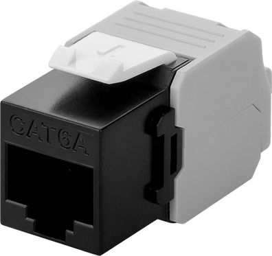 goobay CAT 6A Keystone RJ45 Modul UTP 500 MHz schwarz/weiß (Bulk)