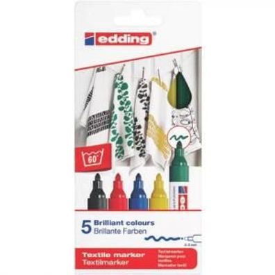 edding 4500 Textilstift basic sortiert (5er Faltschachtel)