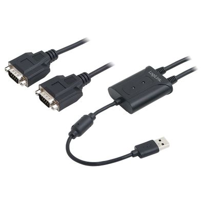 LogiLink USB 1.1-Kabel USB A/M zu 2 x DB9 RS232/M Ferrit schwarz 1,5 m