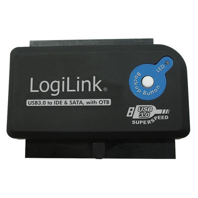 LogiLink USB 3.0 auf IDE & SATA Adapter mit OTB schwarz (1er Faltschachtel)