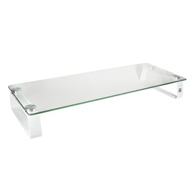 LogiLink Monitorerhöhung aus Glas lang transparent/weiß 560 mm