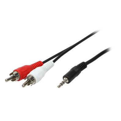 LogiLink Audio Kabel 3,5 mm 3 Pin/M zu 2 x Cinch/M schwarz 1,5 m