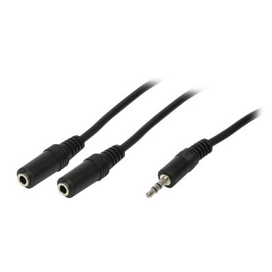 LogiLink Audio Kabel 3,5 mm 3 Pin/M zu 2 x Pin/F schwarz 0,2 m