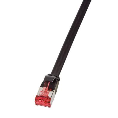 LogiLink CAT 6A Patchkabel Flach Geschirmt PIMF SlimLine schwarz 0,25 m