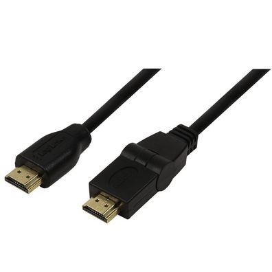 LogiLink High Speed HDMI Kabel mit Ethernet mit 180° Stecker vergoldet schwarz 1,8 m