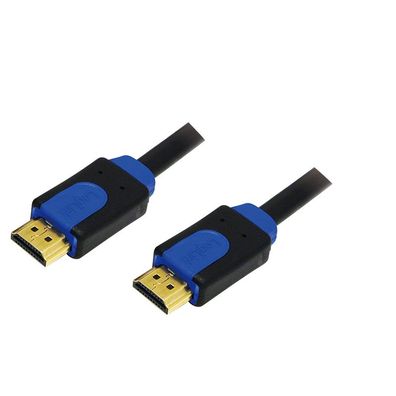 LogiLink High Speed HDMI Kabel 4K 30 Hz mit Ethernet vergoldet schwarz blau 3 m