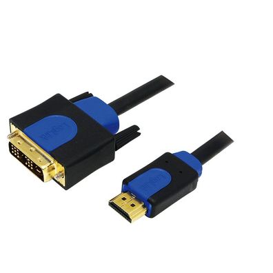 LogiLink HDMI Kabel zu DVI vergoldet schwarz/blau 2 m