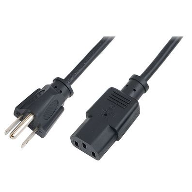 LogiLink Netzkabel US Stecker NEMA 5 15P auf Kaltgerätebuchse IEC C13 schwarz 1,8 m