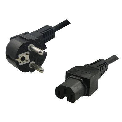 LogiLink Netzkabel Schutzkontaktstecker 90° auf Warmgerätebuchse IEC C15 schwarz 2 m