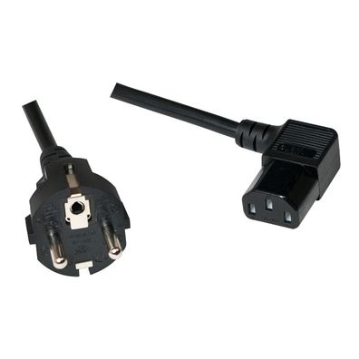 LogiLink Netzkabel Schutzkontaktstecker auf Kaltgerätebuchse IEC C13 90° schwarz 3 m