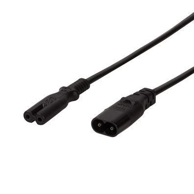 LogiLink Netzkabelverlängerung Kaltgerätestecker auf buchse IEC C8/C7 schwarz 2 m