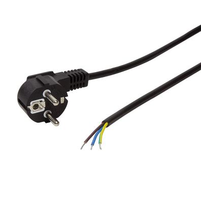 LogiLink Netzkabel 90° auf offenem Kabelende schwarz 1,5 m