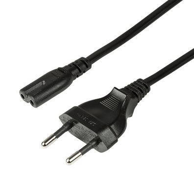 LogiLink Netzkabel Eurostecker auf Kleingerätebuchse IEC C7 schwarz 3 m