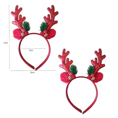 2 schöne Rot glitzernde Haarreif Weihnachten Nikolaus Elch Geweih Kopfschmuck