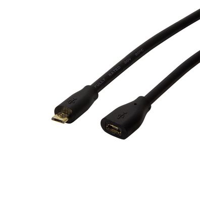 LogiLink USB 2.0 Kabel Micro M auf Micro F schwarz 2 m