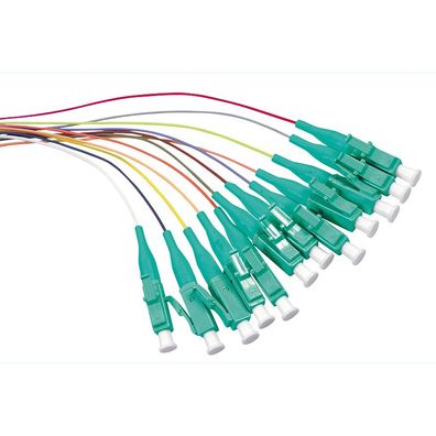 LogiLink Farbiger Pigtailsatz 12 x LC OM3 Stecker aqua 2m (12 Stück)