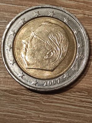 2 Euro Münze aus Belgien König Albert von 2007 mit Fehlprägung/Stempelfehler!!!